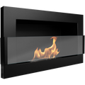 Campo24 - Gel &amp; Wall Ethanol Fireplace with Safety Glass - Gel Fireplace Ethanol Fireplace - Black - 65cm