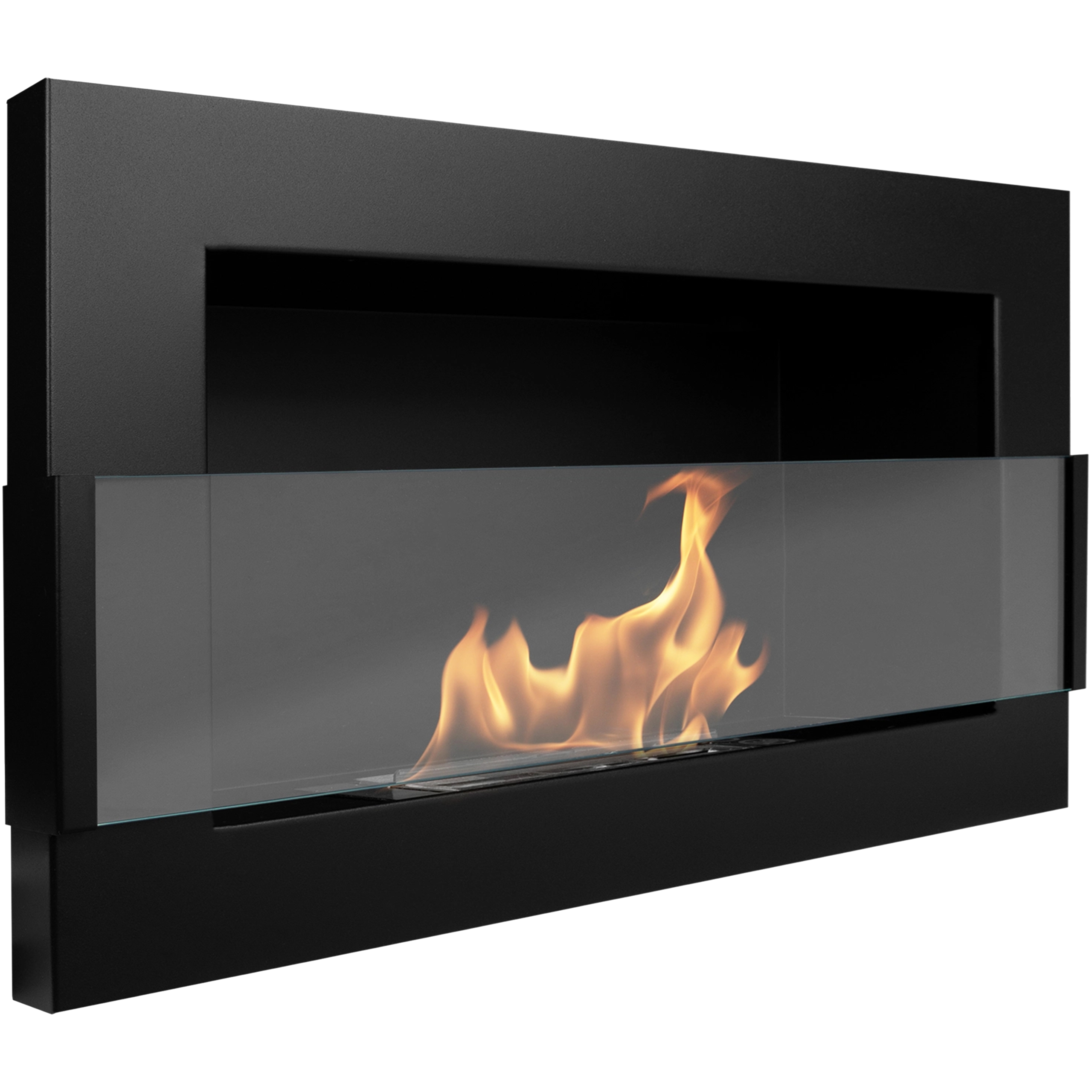 Campo24 - Gel &amp; Wall Ethanol Fireplace with Safety Glass - Gel Fireplace Ethanol Fireplace - Black - 65cm