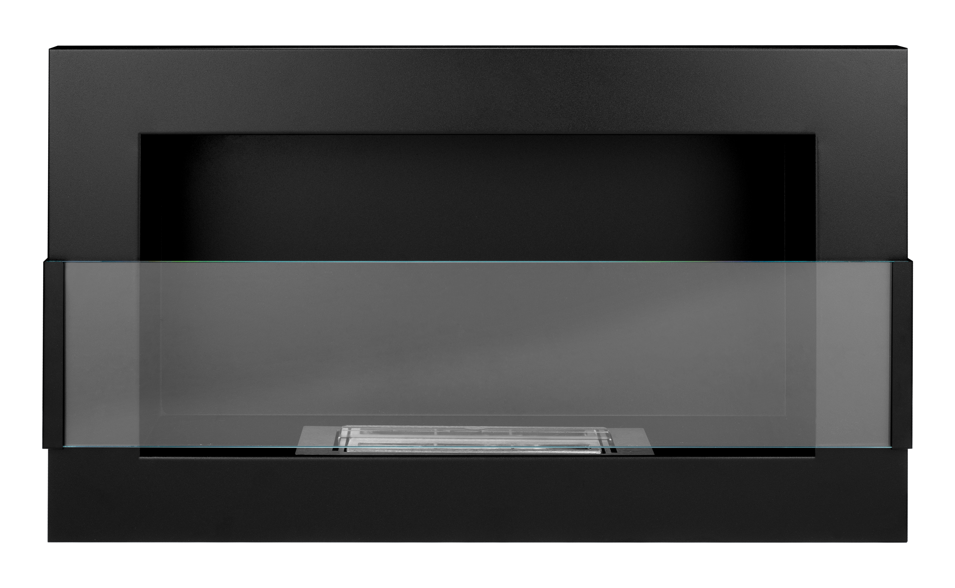 Campo24 - Gel &amp; Wall Ethanol Fireplace with Safety Glass - Gel Fireplace Ethanol Fireplace - Black - 65cm