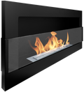 Campo24 - Gel &amp; Wall Ethanol Fireplace with Safety Glass - Gel Fireplace Ethanol Fireplace - Black - 90cm