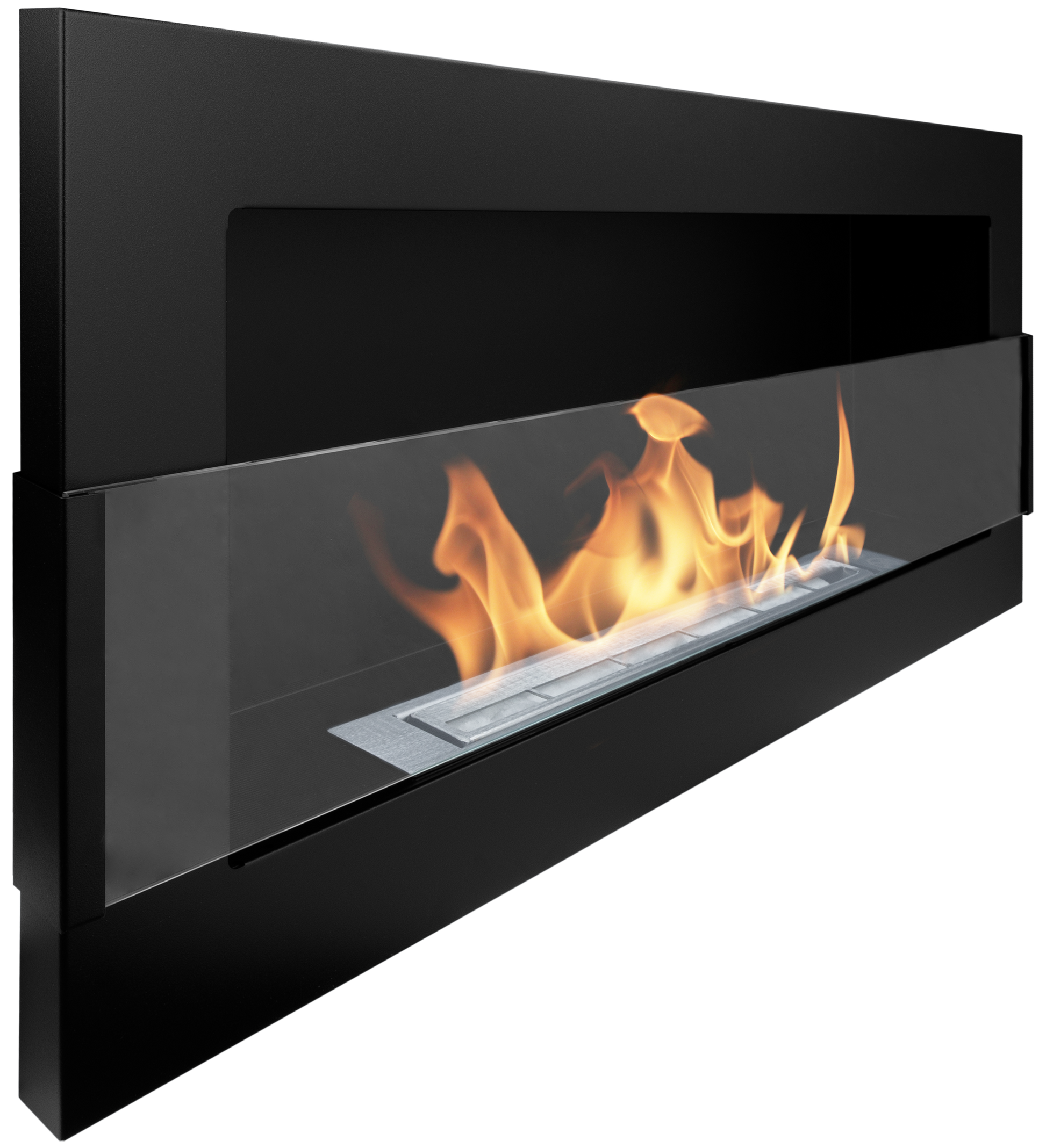 Campo24 - Gel- & Wand-Ethanol - Kamin mit Sicherheitsglas - Gelkamin Ehtanolkamin - Schwarz - 90cm