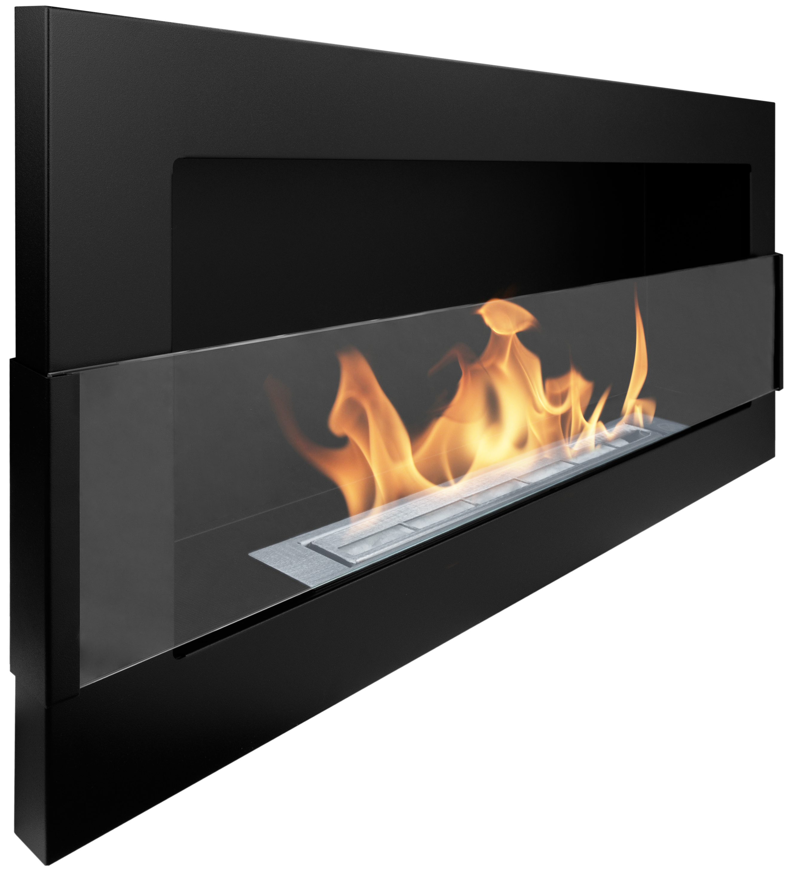 Campo24 - Gel &amp; Wall Ethanol Fireplace with Safety Glass - Gel Fireplace Ethanol Fireplace - Black - 90cm