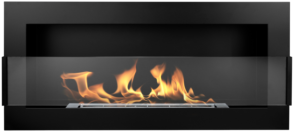 Campo24 - Gel- & Wand-Ethanol - Kamin mit Sicherheitsglas - Gelkamin Ehtanolkamin - Schwarz - 90cm