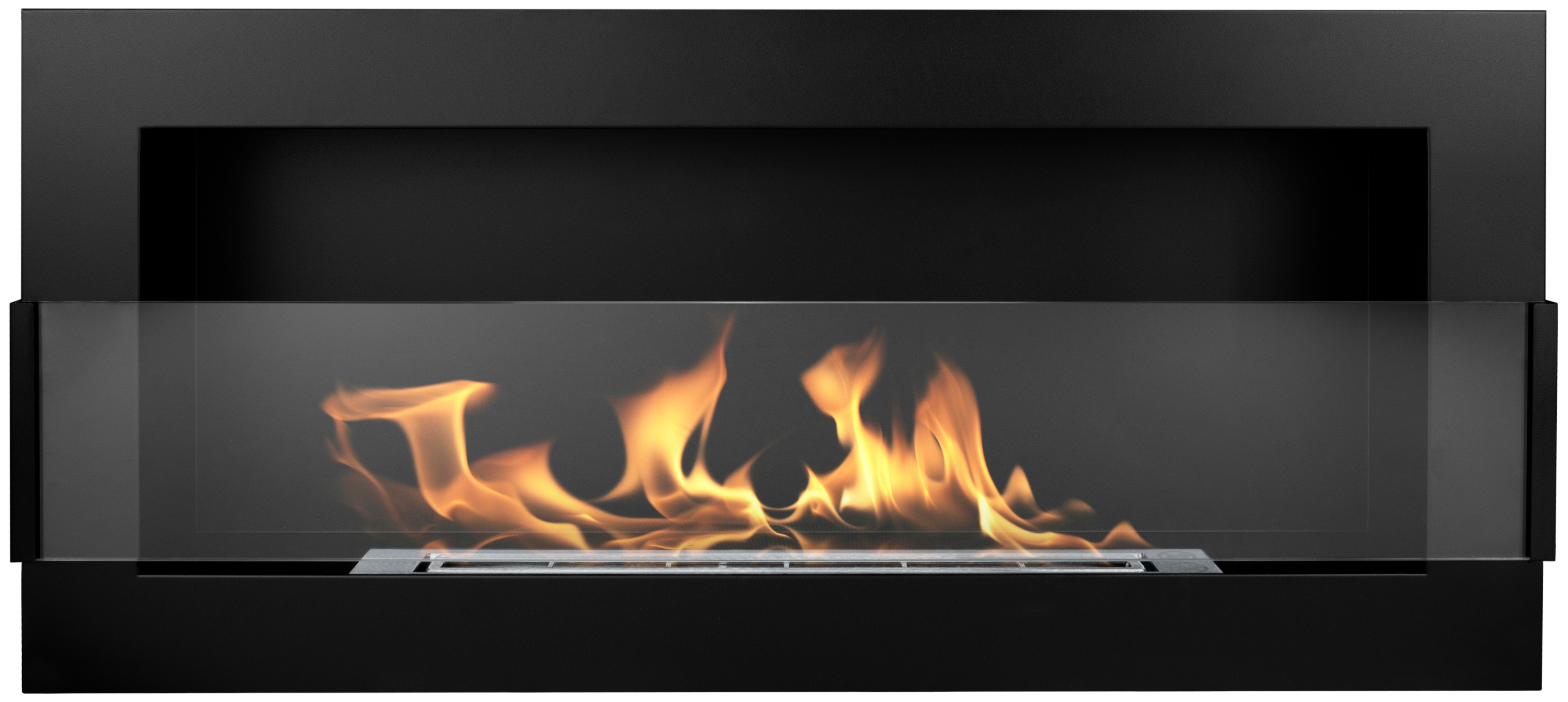 Campo24 - Gel &amp; Wall Ethanol Fireplace with Safety Glass - Gel Fireplace Ethanol Fireplace - Black - 90cm