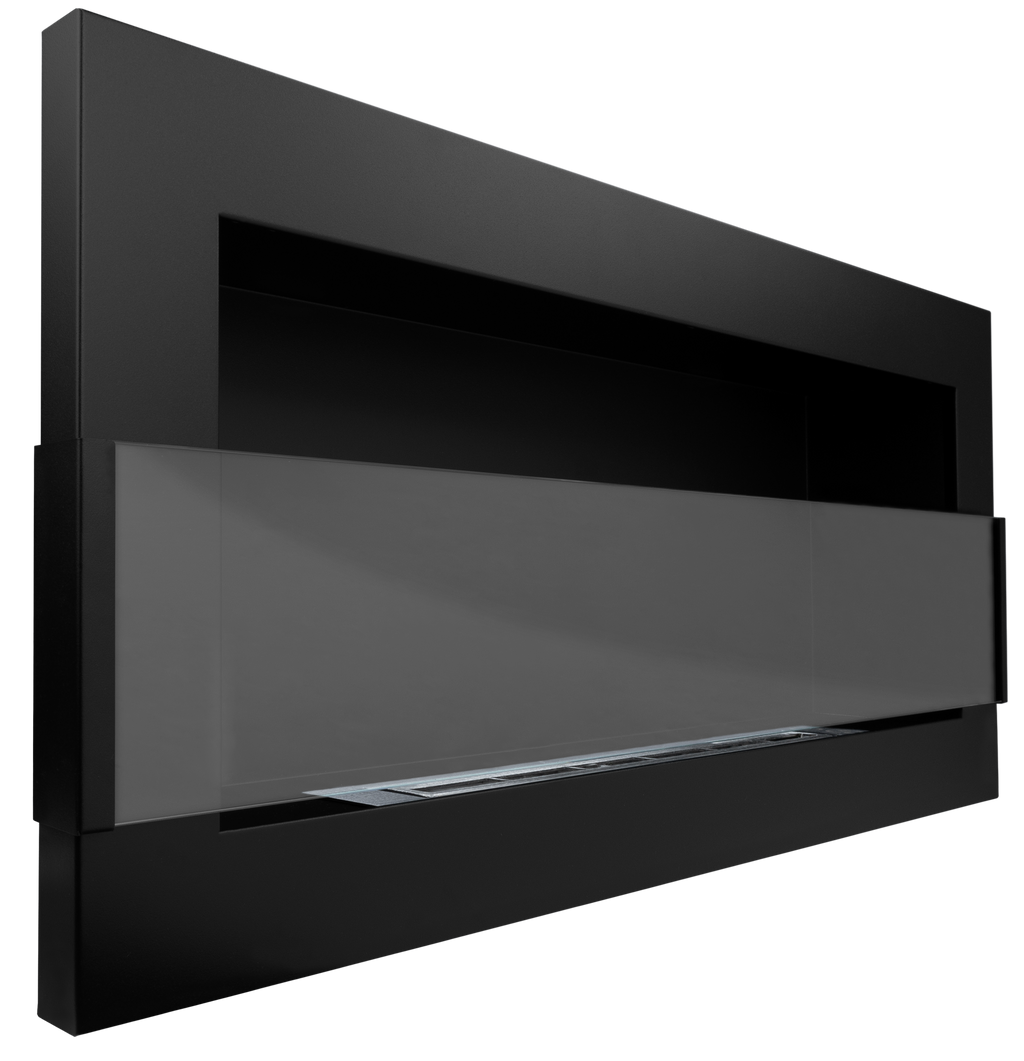Campo24 - Gel- & Wand-Ethanol - Kamin mit Sicherheitsglas - Gelkamin Ehtanolkamin - Schwarz - 90cm