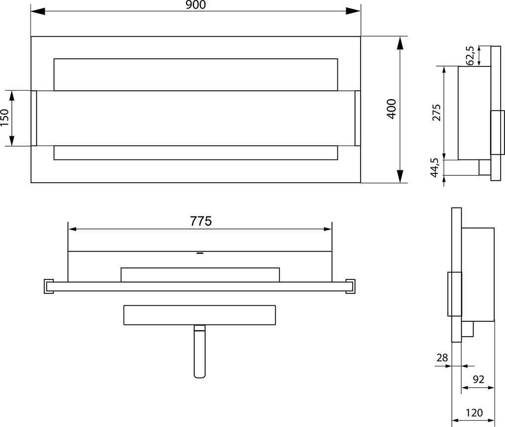 Campo24 - Gel- & Wand-Ethanol - Kamin mit Sicherheitsglas - Gelkamin Ethanolkamin - Weiß Hochglanz - 90cm