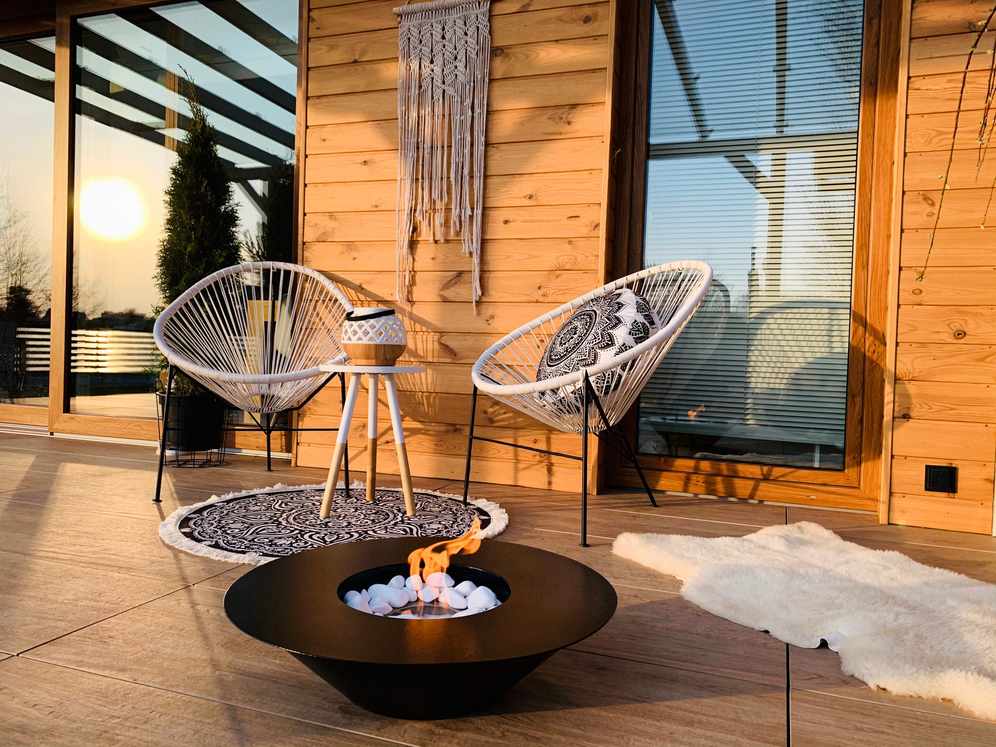 Campo24 - Feuerschale rund schwarz - 60x15cm - Garten Feuerschale / Feuerschale Outdoor / Feuerschale für Terrasse / Design Feuerschale modern