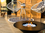 Campo24 - Fire bowl round black - 60x15cm - Garden fire bowl / Outdoor fire bowl / Fire bowl for terrace / Modern design fire bowl