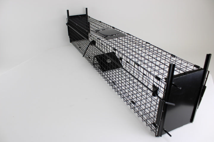 Campo24 Marderfalle Kastenfalle Lebendfalle Drahtkast-105x16x20cm, doppelter Einlauf