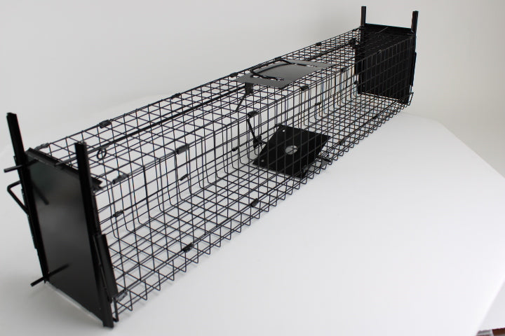 Campo24 Marderfalle Kastenfalle Lebendfalle Drahtkast-105x16x20cm, doppelter Einlauf