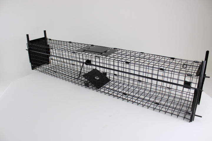 Campo24 Marderfalle Kastenfalle Lebendfalle Drahtkast-105x16x20cm, doppelter Einlauf