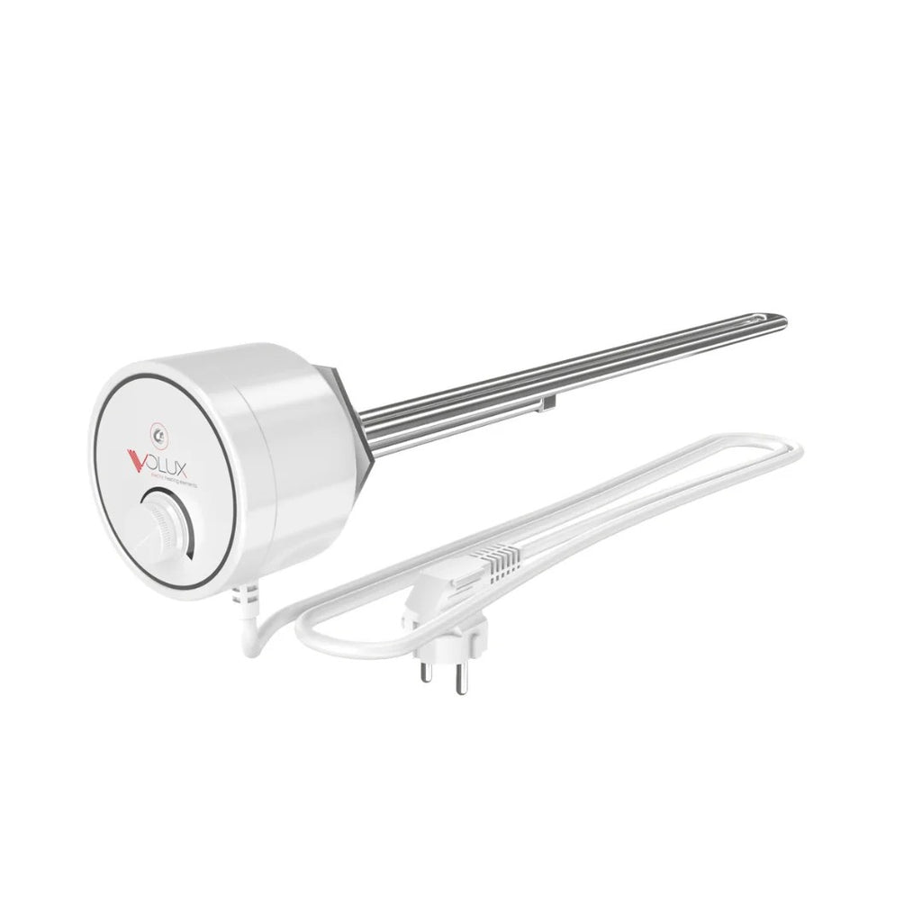 Campo24 Elektro-Heizstab 1500-3000W – Heizpatrone für Boiler, Warmwasserspeicher & Pufferspeicher, Temperaturregelung 25-70°C, IP44, Kupfer-Heizelement, Elektronischer Thermostat