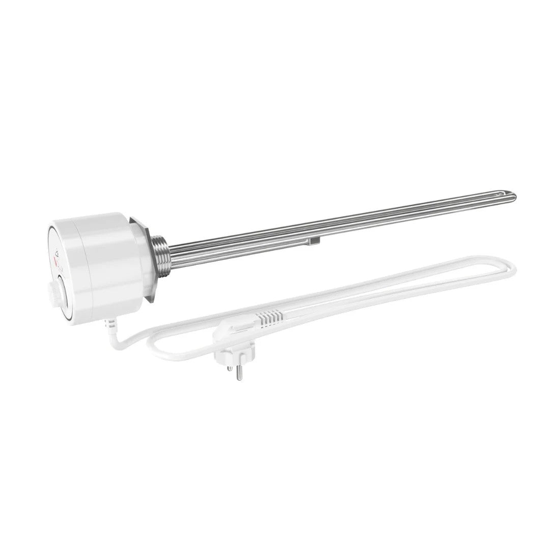 Campo24 Elektro-Heizstab 1500-3000W – Heizpatrone für Boiler, Warmwasserspeicher & Pufferspeicher, Temperaturregelung 25-70°C, IP44, Kupfer-Heizelement, Elektronischer Thermostat