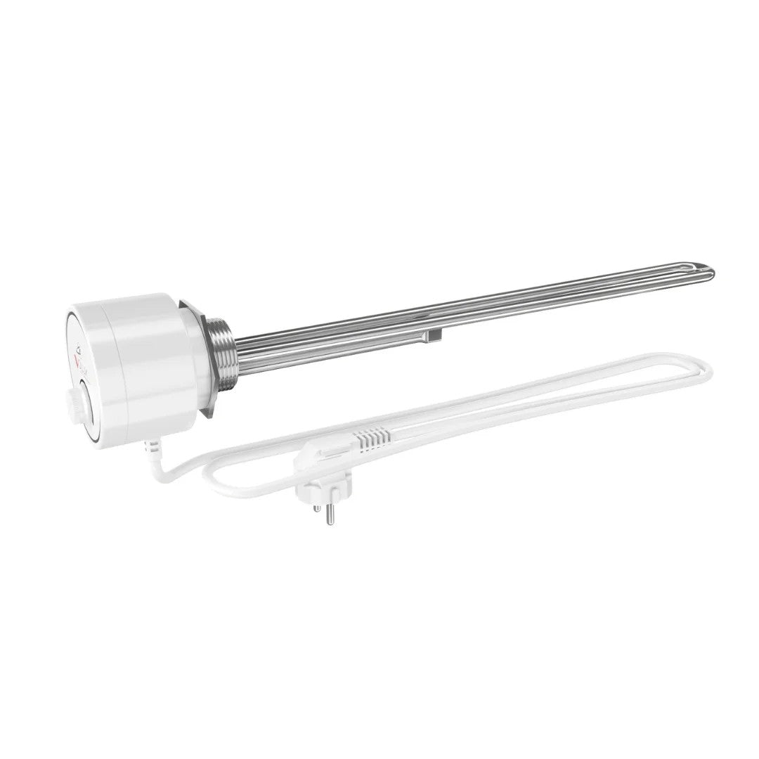 Campo24 Elektro-Heizstab 1500-3000W – Heizpatrone für Boiler, Warmwasserspeicher & Pufferspeicher, Temperaturregelung 25-70°C, IP44, Kupfer-Heizelement, Elektronischer Thermostat