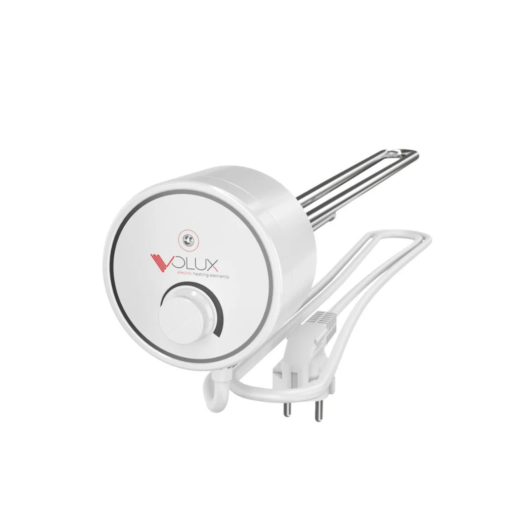 Campo24 Elektro-Heizstab 1500-3000W – Heizpatrone für Boiler, Warmwasserspeicher & Pufferspeicher, Temperaturregelung 25-70°C, IP44, Kupfer-Heizelement, Elektronischer Thermostat